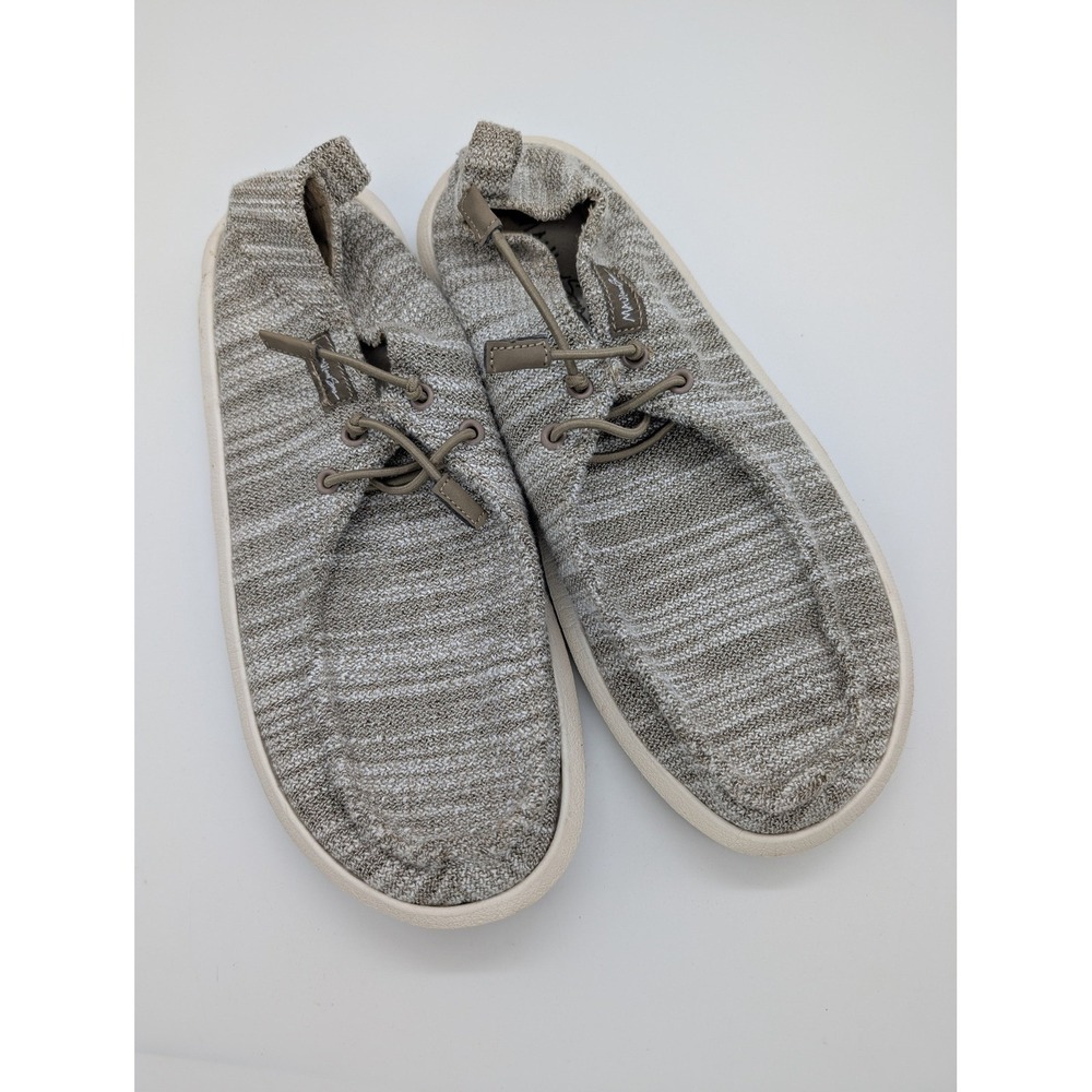 Maui & Sons Women's Knit Loafers Gray White Striped Slip On Comfort Shoes Size 8